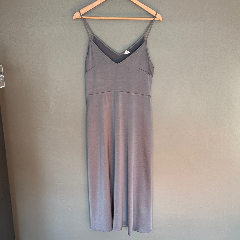 Gray Spaghetti Strap silk Dress